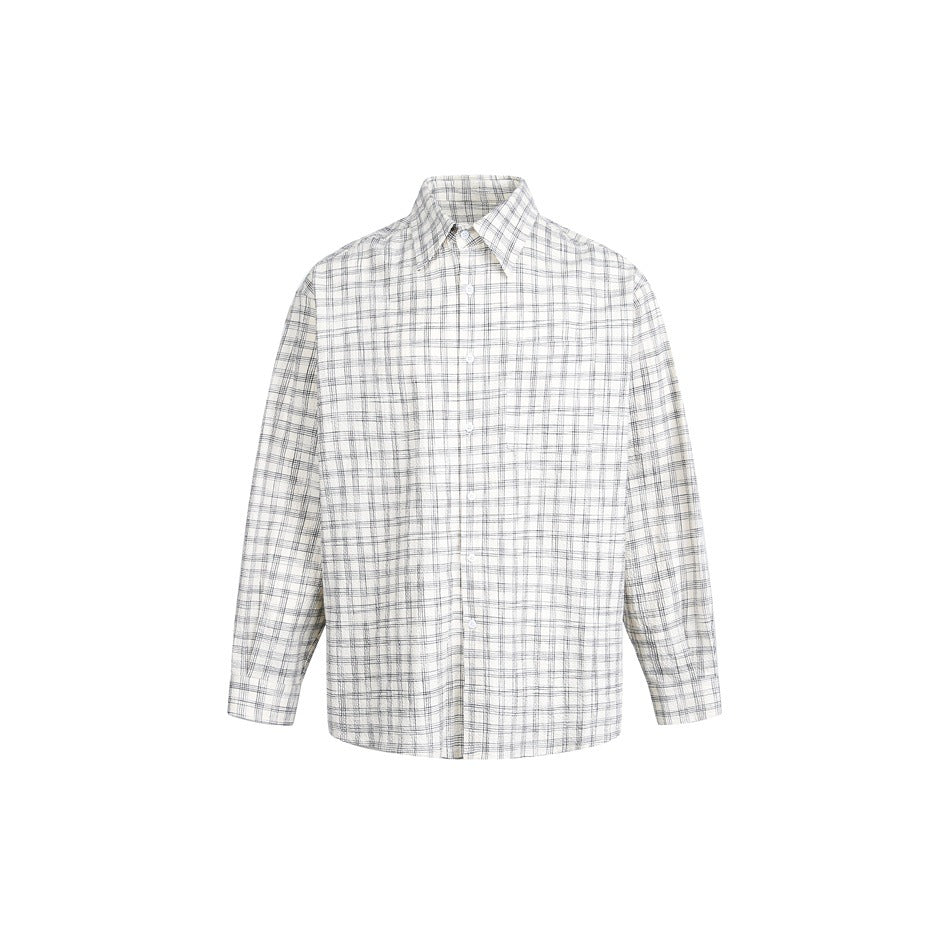 Damen Oversize-Hemd aus Leinen‑Baumwoll‑Mix mit feinem Karomuster Echoarchiv