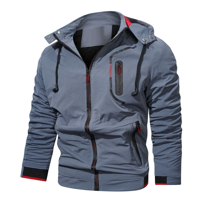 Herren leichte Tech-Softshelljacke mit Kapuze, versiegelten Reißverschlüssen und kontrastierten Bündchen – Taviero