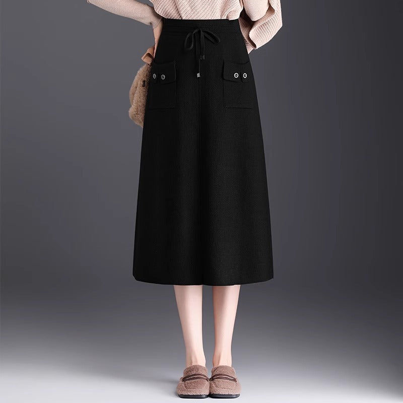 Damen Modischer Maxirock mit Taschen und Bindegürtel Echo Archiv