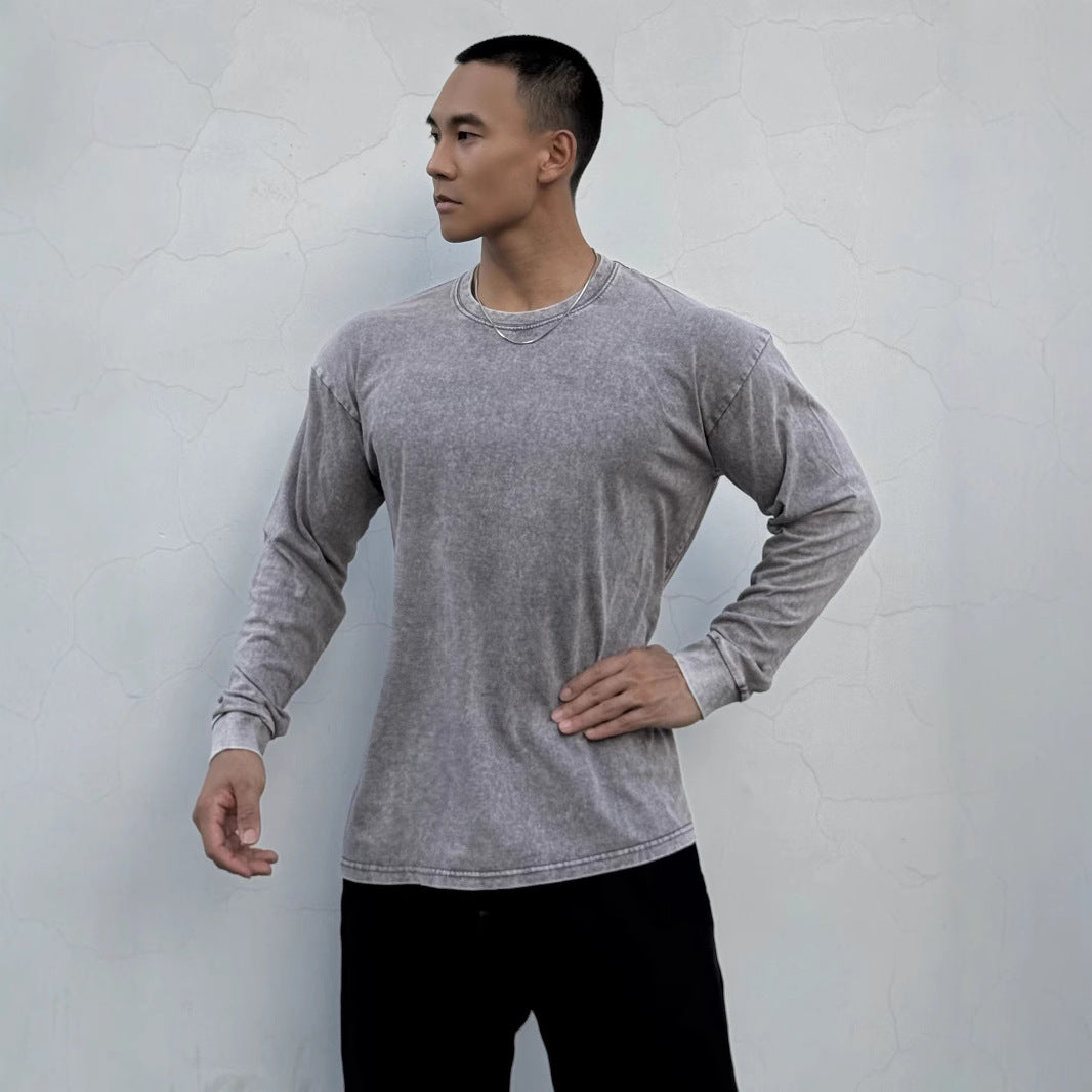 Herren Langarmshirt aus weichem Baumwollmix mit angesagtem Stone-Wash-Effekt Echoarchiv