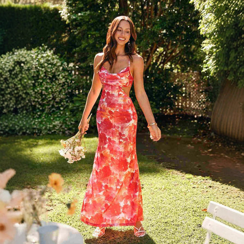 Damen Maxikleid mit Cut-Out und floralem Design Echo Archiv