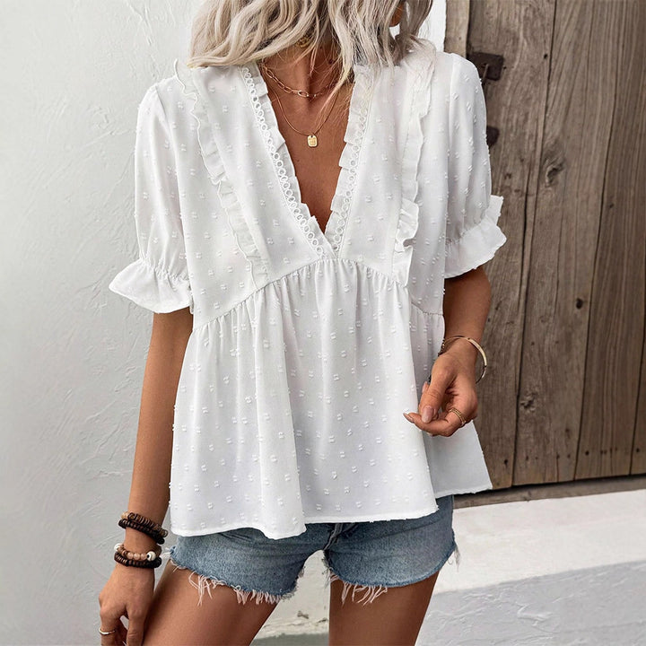 Damen Blusenshirt mit Rüschendetails und punktuellem Design Echo Archiv