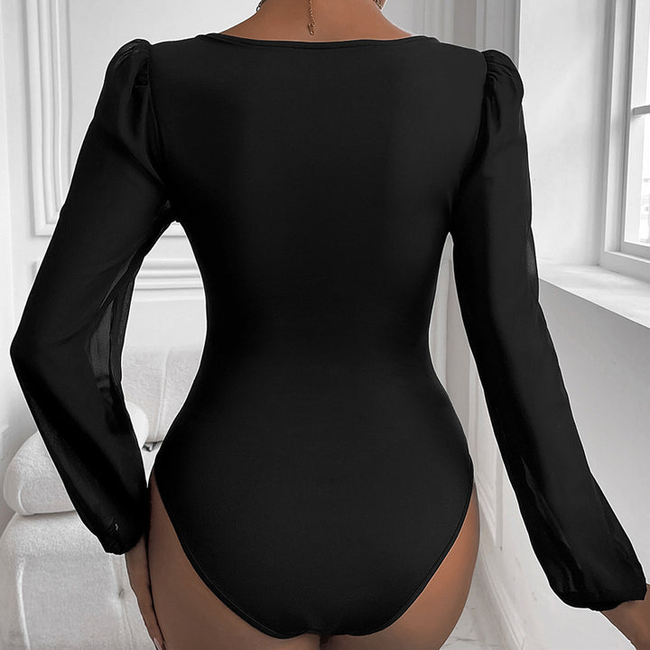 Damen Figurbetontes Body-Top mit herzförmigem Ausschnitt, Puffärmeln und taillierter Silhouette – Bodéline