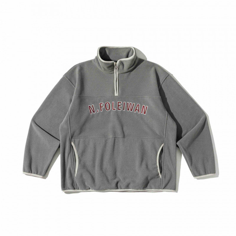 Unisex Oversize-Fleecepullover mit Halbzip, Stehkragen und Eingrifftaschen Echo Archiv