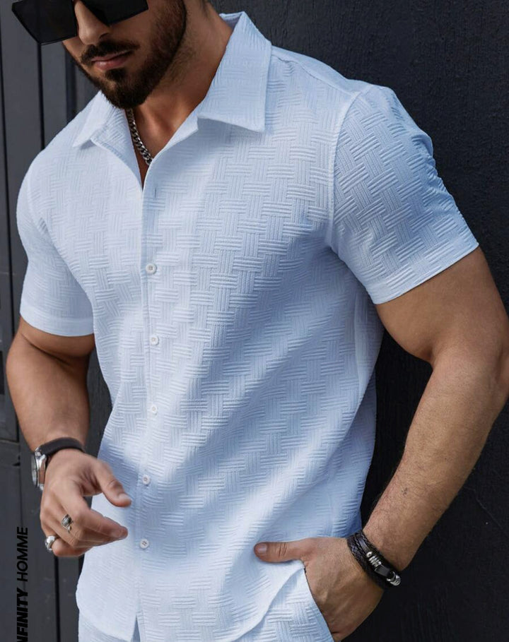 Herren Kurzarm Hemd mit strukturiertem Design Echoarchiv