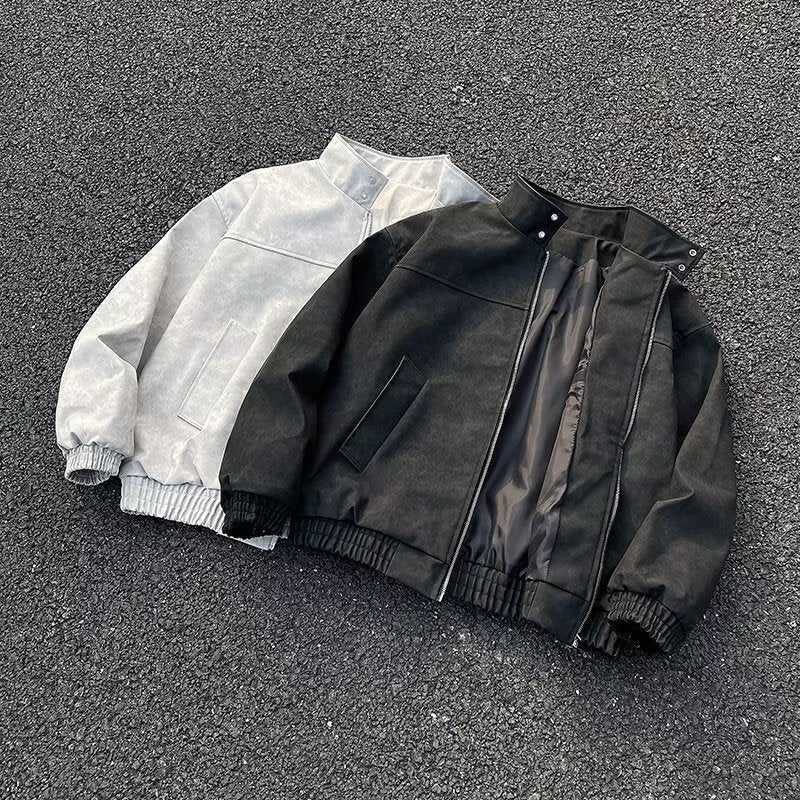 Unisex Kurz geschnittene Oversize-Bomberjacke mit Stehkragen und elastischem Saum Echoarchiv
