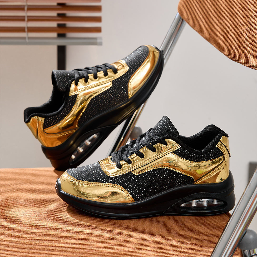 Damen nan elegante Stadt-Sneaker mit glitzerndem Textiloberteil, reflektierenden Metallic-Overlays und integriertem Dämpfungskern Echo Archiv