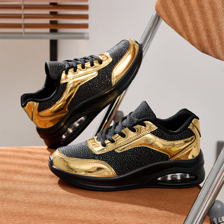 Damen nan elegante Stadt-Sneaker mit glitzerndem Textiloberteil, reflektierenden Metallic-Overlays und integriertem Dämpfungskern Echo Archiv