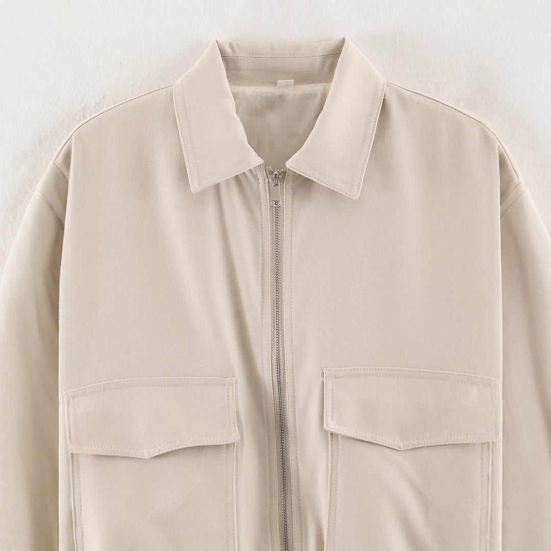 Damen Cropped Utility-Blouson mit elastischem Bund und aufgesetzten Pattentaschen Echoarchiv