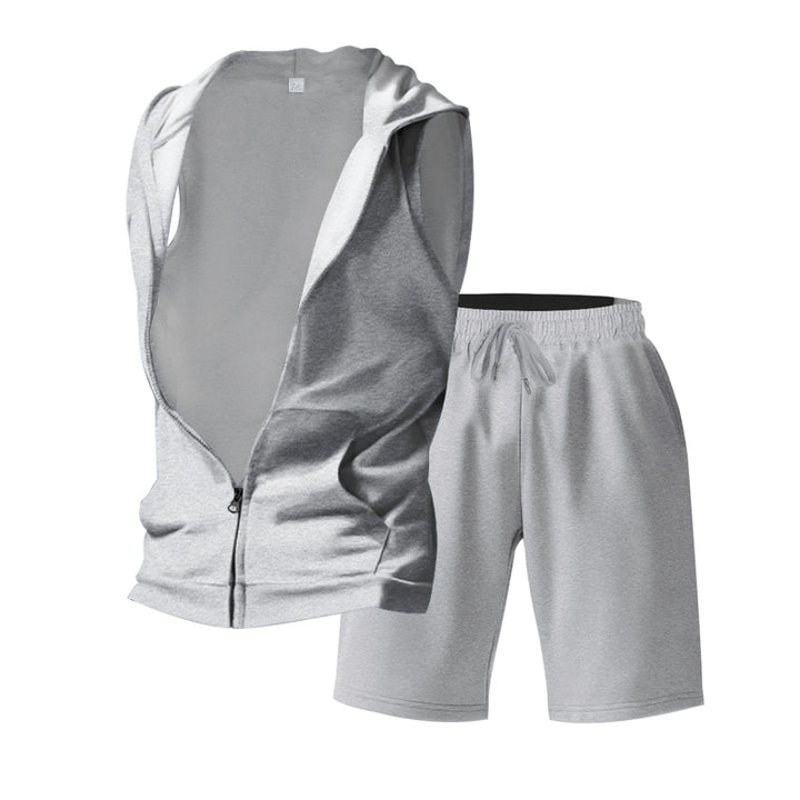 Herren Sportliches Training-Set mit Kapuze und atmungsaktiven Shorts Echoarchiv