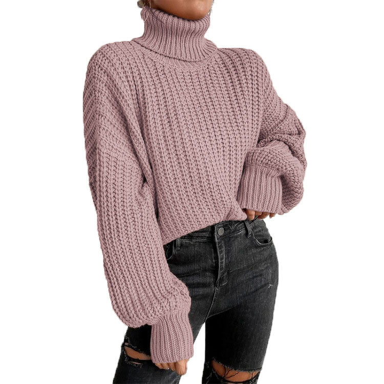 Damen nan grober Rollkragenpullover mit Oversize-Ärmeln und gerippten Bündchen Echo Archiv
