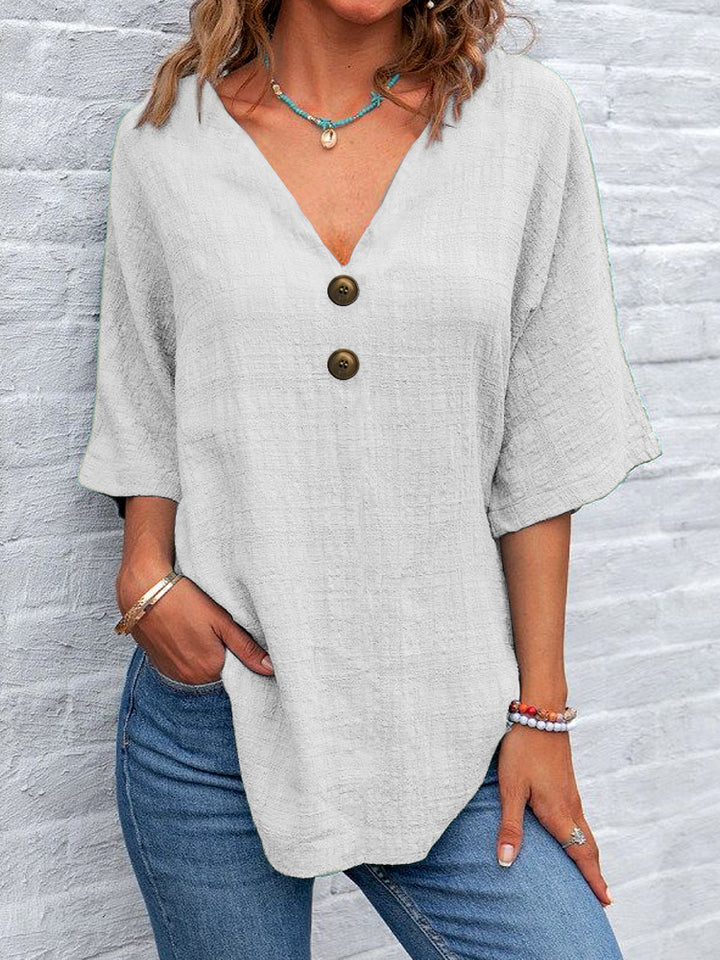 Damen V-Ausschnitt Bluse mit Knopfdetails Echo Archiv
