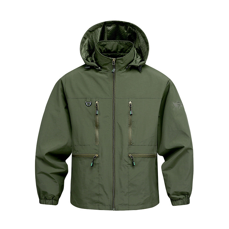 Herren Wasserdichte Funktionsjacke mit verstellbarer Kapuze