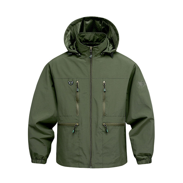 Herren Wasserdichte Funktionsjacke mit verstellbarer Kapuze