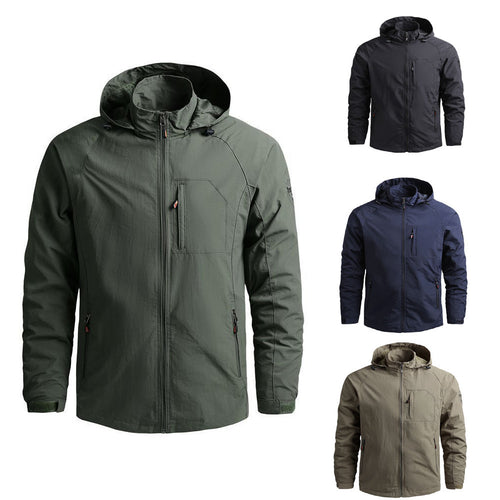 Herren Leichte wind- und wasserabweisende Fieldjacke mit Kapuze und funktionaler Brusttasche – Taviero