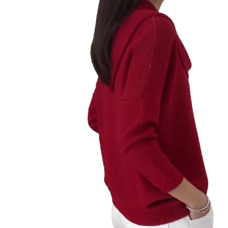 Damen Stylischer Bootcut Pullover mit Wasserfall-Ausschnitt Echo Archiv