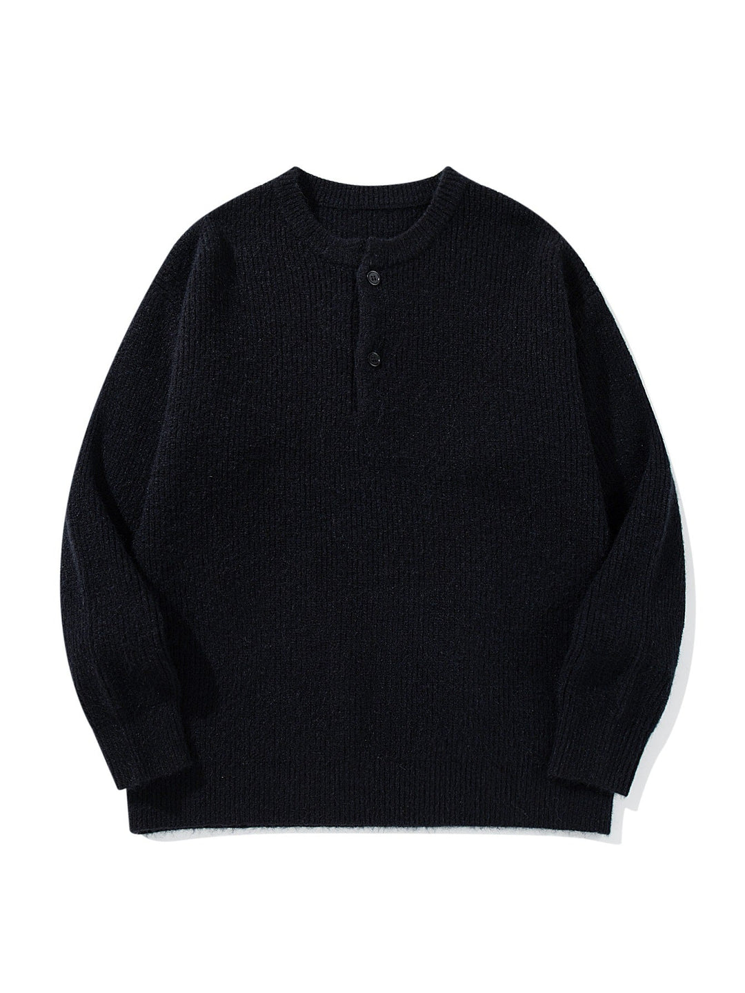 Herren Grobstrick-Henley-Pullover mit halber Knopfleiste und Rippbündchen Echoarchiv