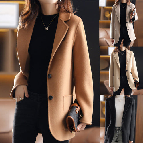 Damen eleganter Wollblazer mit klassischen Revers und strukturiertem Schnitt – Valéne