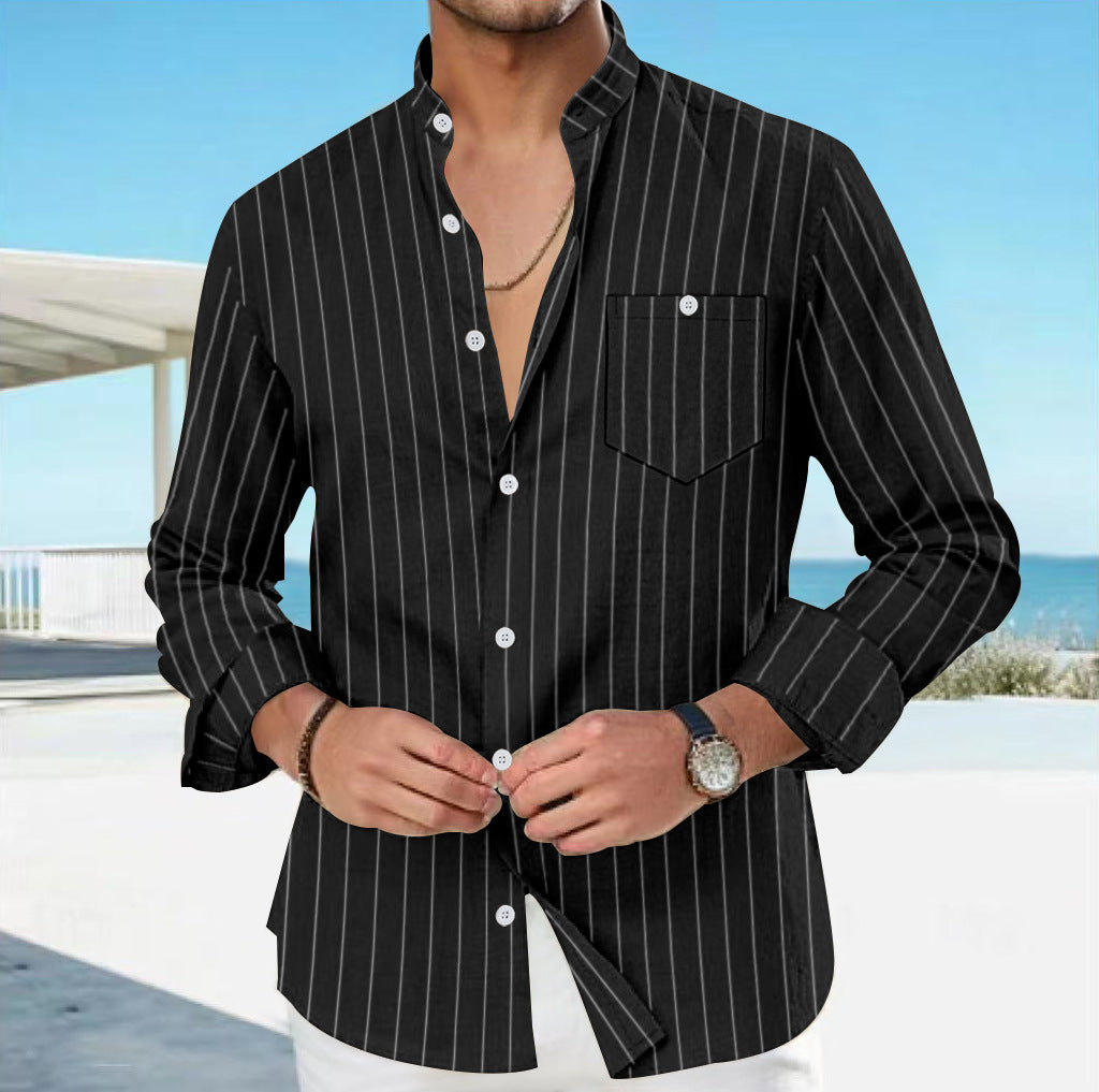 Herren Langarmhemd mit feinem Streifenmuster und eleganter Passform Echoarchiv