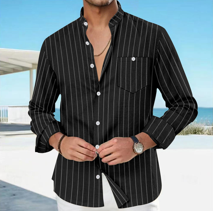 Herren Langarmhemd mit feinem Streifenmuster und eleganter Passform Echoarchiv