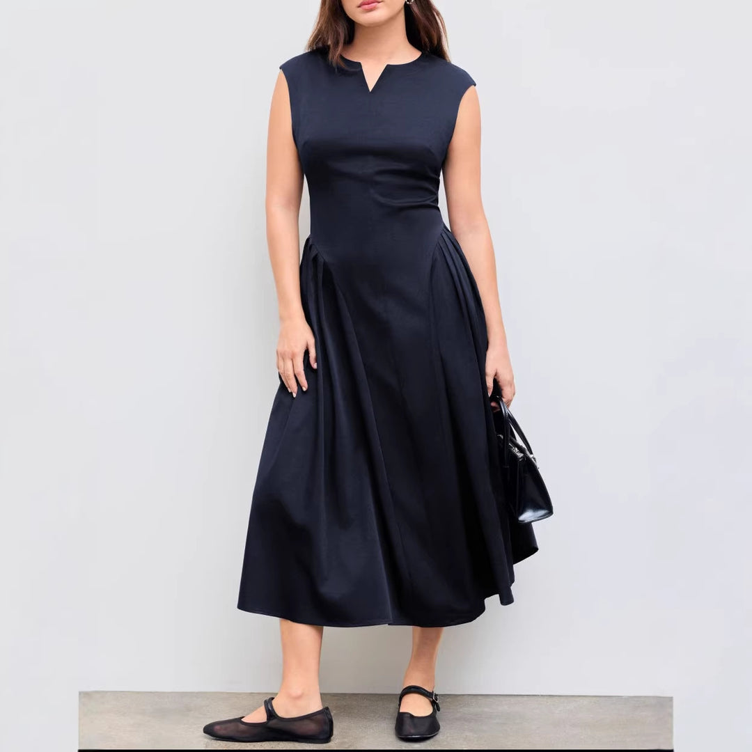 Damen elegantes Maxikleid mit voluminösen Falten und ärmellosem Design Echo Archiv