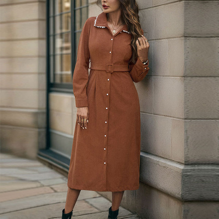 Damen Hemdblusenkleid mit Gürtel und Rüschen Echo Archiv