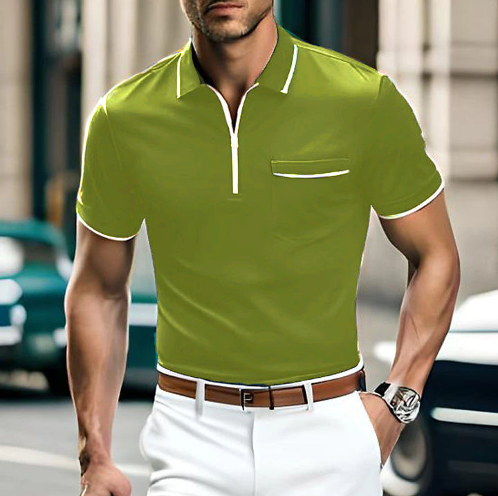 Herren Polohemd mit contrasting Zipper und Brusttasche Echoarchiv