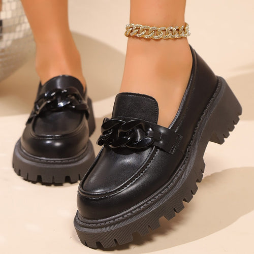 Damen Klobige Plateau‑Loafer mit grober Profilsohle und gepolstertem Schaft Echoarchiv