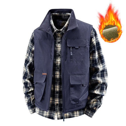 Herren Isolierte Outdoor-Arbeitweste mit hochschließendem Kragen, Fleece-Innenfutter und vielseitigen Organizer‑Taschen Echo Archiv