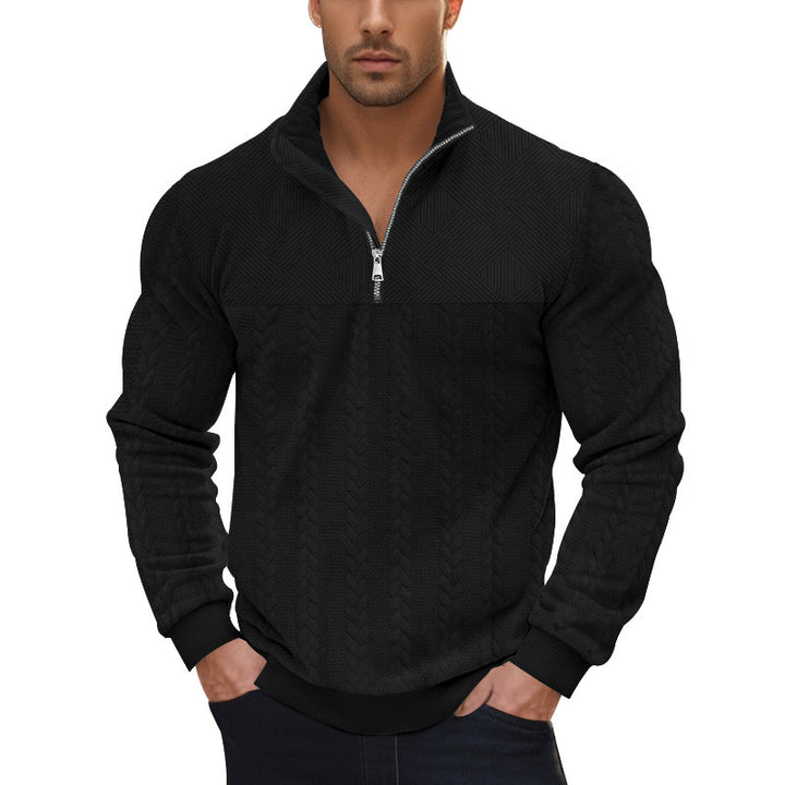 Herren Strickpullover mit modernem Reißverschluss und strukturiertem Design Echoarchiv