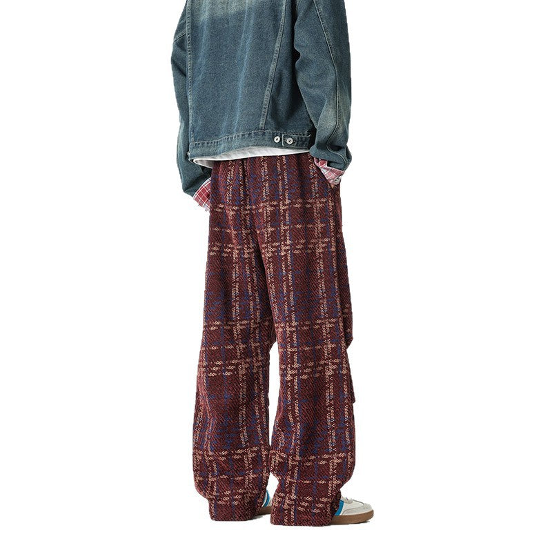Herren Karierte Relaxed-Fit Hose mit verstellbarem Bund Echoarchiv