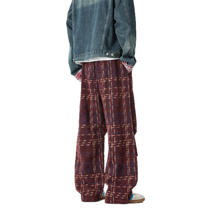 Herren Karierte Relaxed-Fit Hose mit verstellbarem Bund Echoarchiv