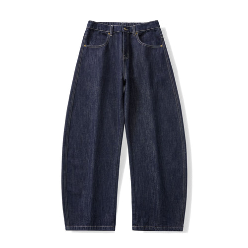 Damen Weite hochgeschnittene Cropped-Jeans aus Raw-Denim mit klassischem Taschen-Design Echoarchiv