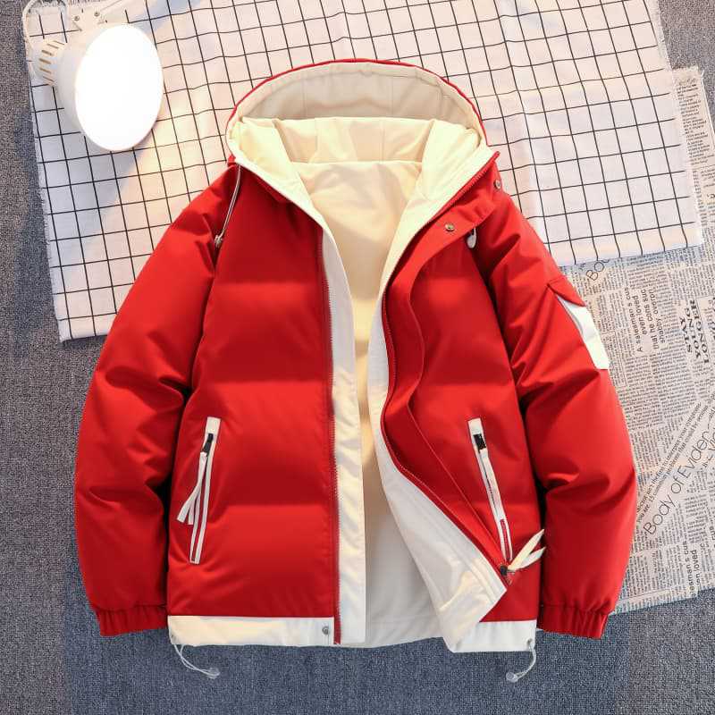 Herren  isolierte Kapuzen-Puff-Jacke in zwei Farben mit Reißverschluss-Utility-Taschen und verstellbarem Kordelsaum Echo Archiv