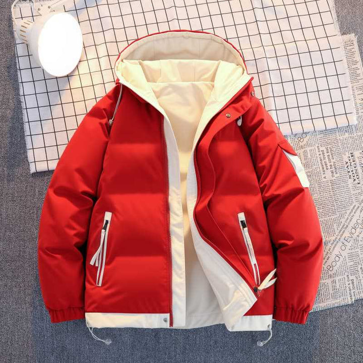 Männer's -isolierter Puffer-Hoodie-Winterjacke mit Kontrastfutter und Utility-Reißverschlusstaschen Echo Archiv