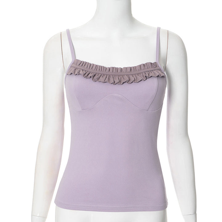 Damen Top mit raffiniertem Rüschensaum und verstellbaren Trägern Echo Archiv