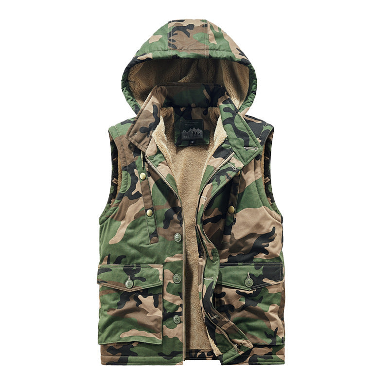 Herren wattierte Utility-Weste mit Teddyfutter und Kapuze Echo Archiv