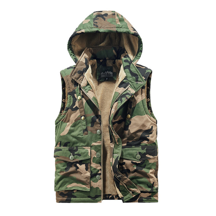 Herren wattierte Utility-Weste mit Teddyfutter und Kapuze Echo Archiv