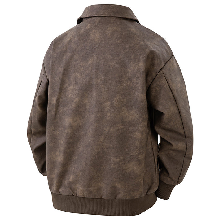 Herren Boxy Oversize-Überhemdjacke in Veloursleder-Optik mit Hemdkragen & Zwei-Wege-Reißverschluss Echoarchiv