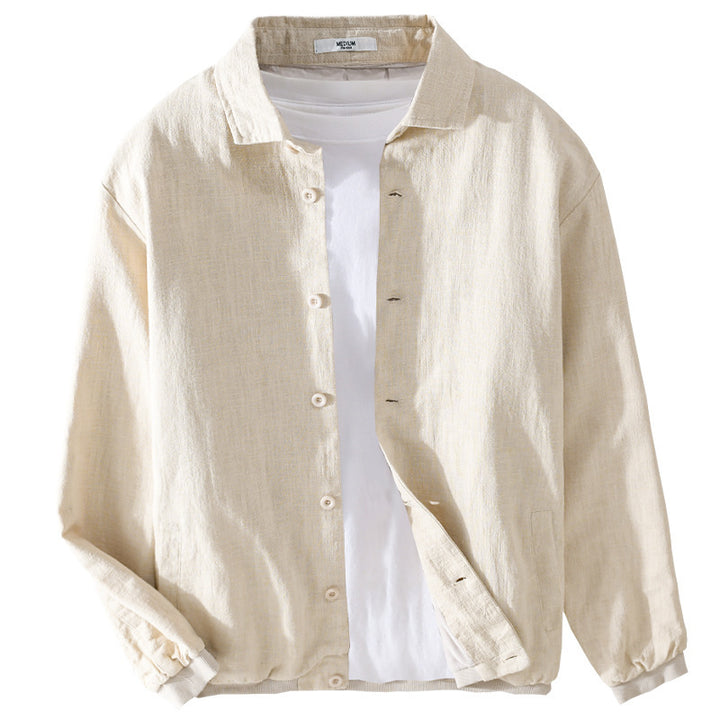 Herren Leichte Leinen-Hemdjacke mit Knopfleiste und Relaxed Fit Echoarchiv