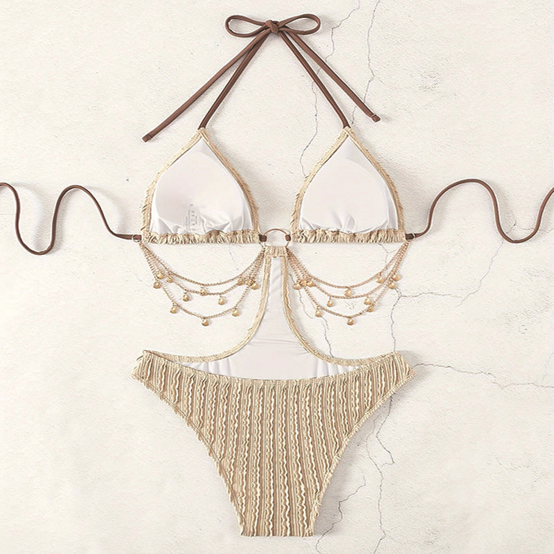 Damen Triangel-Bikini mit verzierten Trägern Echo Archiv