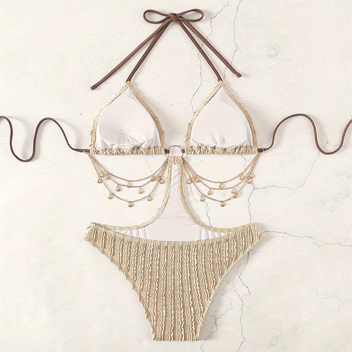 Damen Triangel-Bikini mit verzierten Trägern Echo Archiv