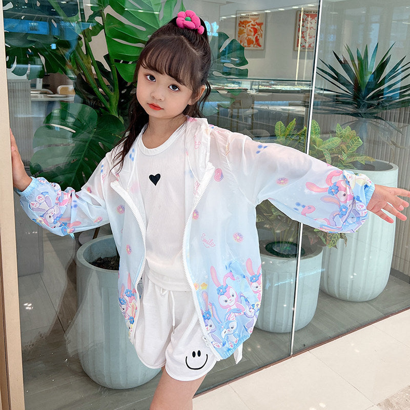 Damen nan leichte transparente Regenjacke für Mädchen mit Kapuze und verspieltem Cartoon-Print Echo Archiv