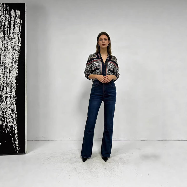 Damen hoch taillierte Bootcut Jeans im eleganten Design Echo Archiv