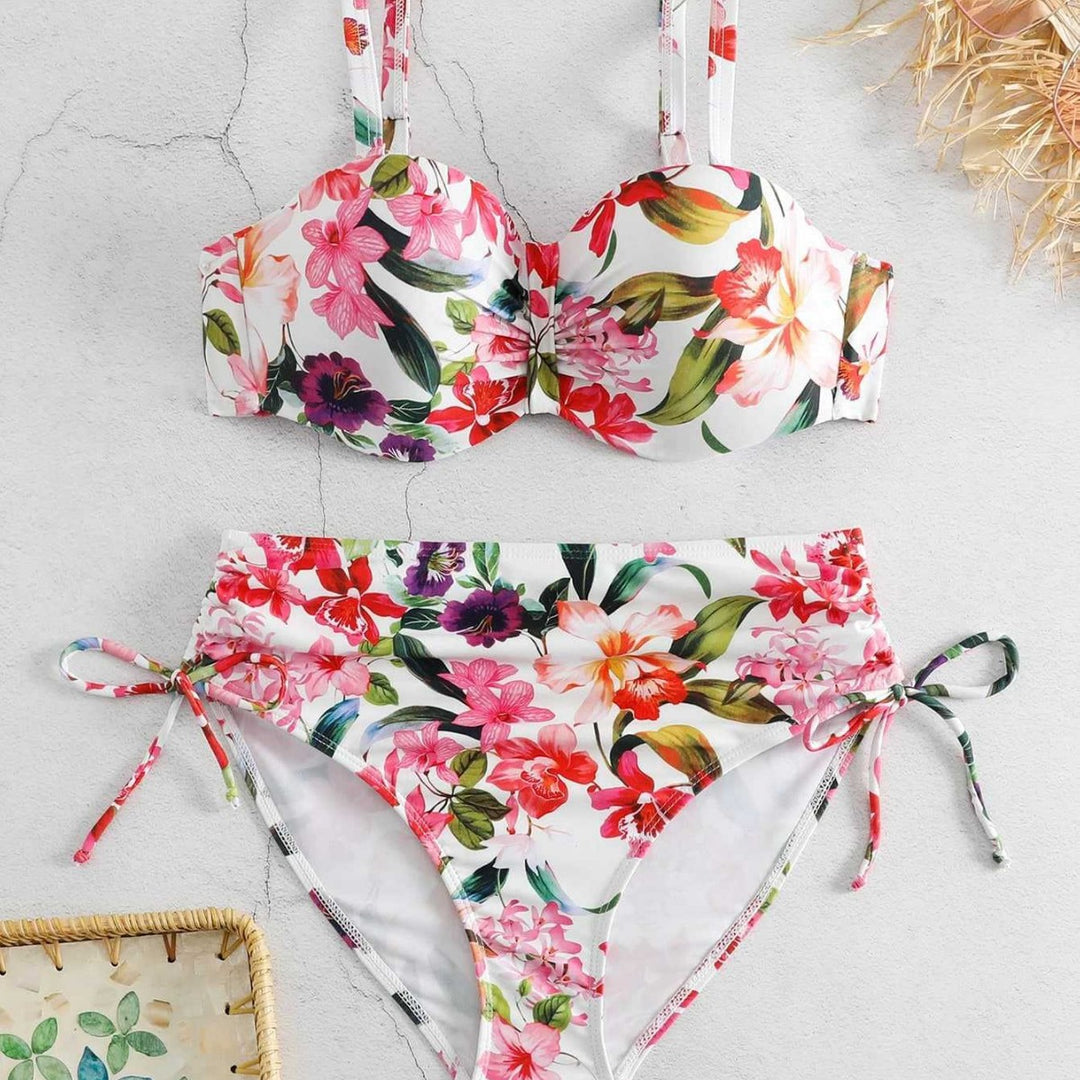 Damen Blumiger Balconette-Bikini mit Hohem Bund Echo Archiv