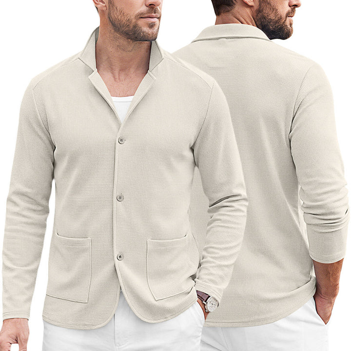 Herren Strickblazer-Cardigan mit Strukturstrick und aufgesetzten Taschen – Tianoro