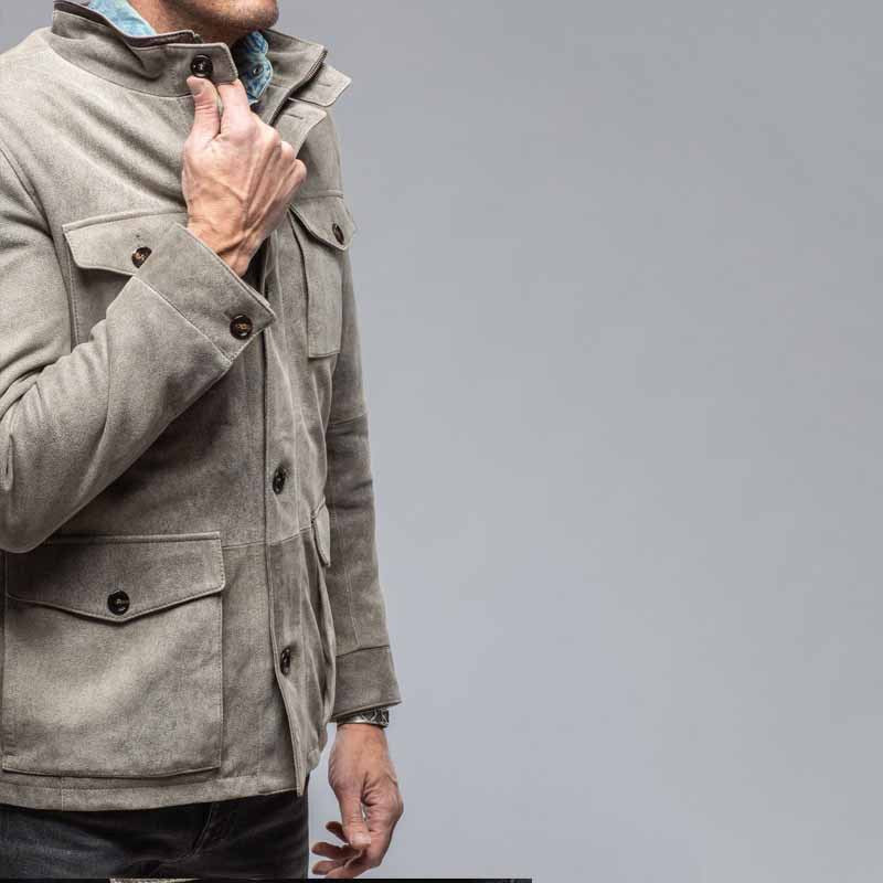 Herren lässige Wildlederjacke mit funktionalen Taschen und robustem Design Echoarchiv