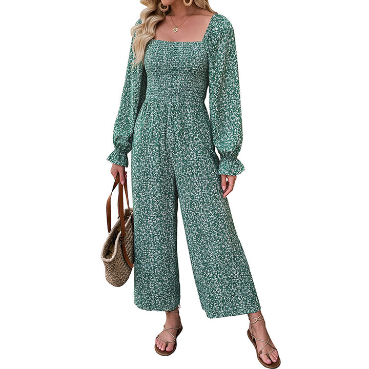 Damen Lässiger Jumpsuit mit floralen Mustern und langen Ärmeln Echo Archiv