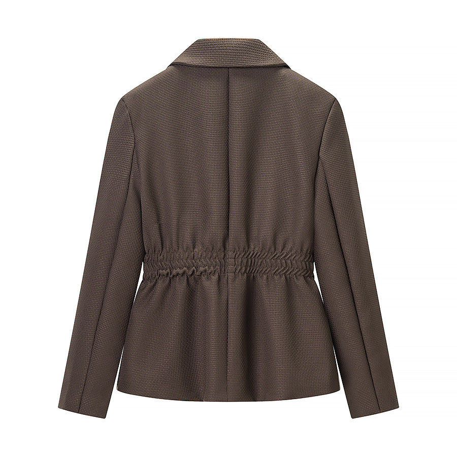 Damen Taillierter Blazer mit geraffter Taillenpartie und strukturierter Weboptik Echo Archiv
