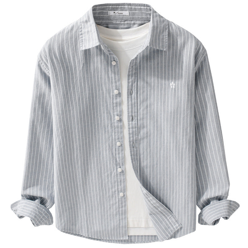 Herren Gestreiftes Layering-Hemd aus feinem Oxford-Baumwollstoff mit entspanntem Schnitt Echoarchiv